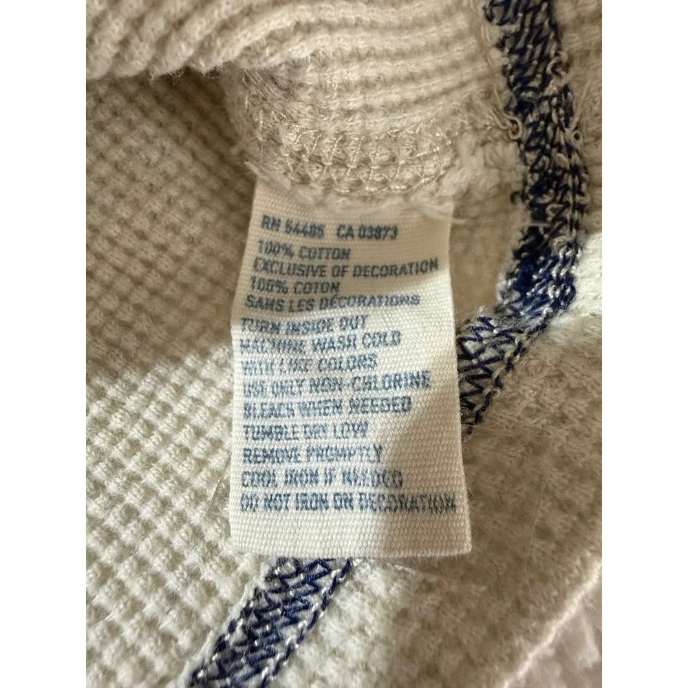 American Eagle Mens Long Sleeve Thermal Knit Crew Neck Shirt LG Beige‎ Y2K